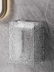 2个/1个浴室防水壁挂式纸巾盒，透明PET材质波浪纹纸巾架，适用于厨房、客厅、浴室 - 彩色 - 查看 5