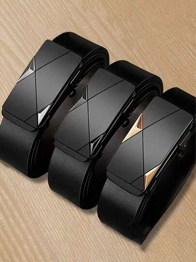 3pcs/1pc Men's Formal Style Automatic Buckle Belt, Versatile Use, Suitable For Husband, Men And Family Members For Daily Life And Formal Occasions
