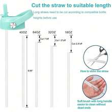 4个替换吸管盖，适用于12/16/18/20/32/40/64盎司宽口水瓶，包含2根吸管和1个清洁刷，兼容其他宽口水瓶。