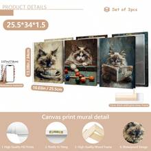 3件套抽象帆布印刷墙画，布偶猫水彩艺术海报，适合家居装饰、房间装饰、卧室装饰、客厅装饰、浴室装饰、墙面装饰，可选带框墙画。 - 彩色 - 查看 18