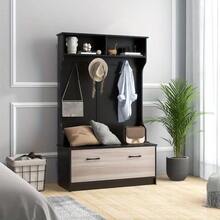 DORTALA 160.02 Cm Hall Tree With Coat Rack And Storage Bench, Multifunctional Coat Rack Freestanding Home Organizer - White - View 5