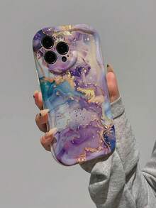 1pc Marble Pattern TPU Camera Protective Phone Case, Versatile Shockproof Slim Cute Case Compatible With IPhone 17/16/15/14/13/12/11 - Multicolor - View 3