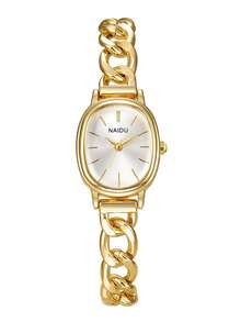1pc Women's Hollow Design Bracelet Watch, Fashionable Retro Style Suitable For Daily Wear - Gold - View 8