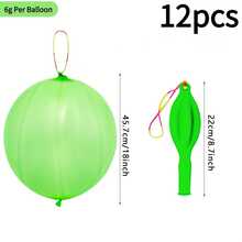 12pcs/Set 6g Neon Light Punch Balloons With Rubber Band Handles, Heavy Duty Balloons For Children's Birthday Decoration, Party, Outdoor Toys, Birthday Gifts - Multicolor - View 2