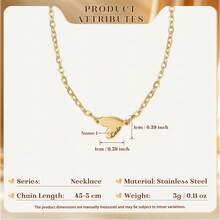 1pc Customized Engraved Heart Pendant Necklace, Special Date Necklace, Personalized Love Pendant, Engraved Love Necklace, Name And Date Jewelry Gift - Yellow Gold - View 3