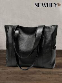 NEWHEY Men's Small Minimalist Handbag - PU Leather Shoulder Tote Bag, Fashionable Large Capacity Work Bag, Suitable For College Students, Office, Business Commute, Durable Portable Shopping Bag Laptop Bag