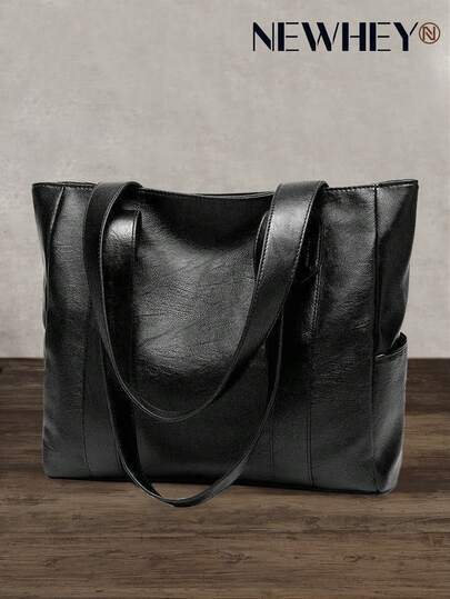 NEWHEY Men's Small Minimalist Handbag - PU Leather Shoulder Tote Bag, Fashionable Large Capacity Work Bag, Suitable For College Students, Office, Business Commute, Durable Portable Shopping Bag Laptop Bag