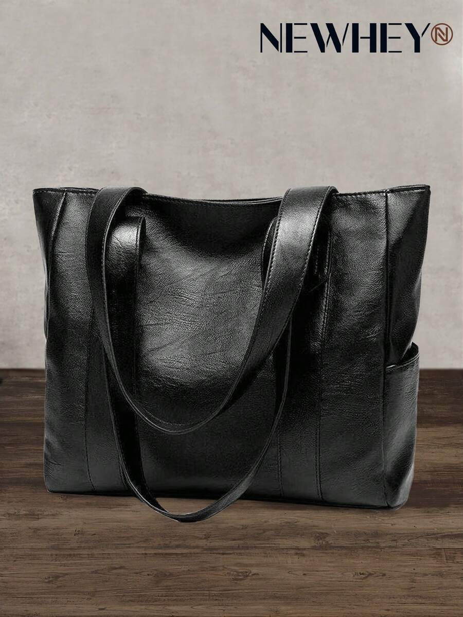 NEWHEY Men's Small Minimalist Handbag - PU Leather Shoulder Tote Bag, Fashionable Large Capacity Work Bag, Suitable For College Students, Office, Business Commute, Durable Portable Shopping Bag Laptop Bag