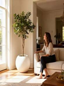 1/2pcs Simple Elegant White Spherical Weatherproof Plastic Planter - For Indoor/Outdoor Use, Suitable For Artificial Plants, Succulents, Ferns, Ideal For Home Decor, Office Placement, Suitable For Snake Plant, Pothos, Ferns - Multicolor - View 4