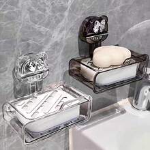 Suction Cup Soap Dish, Bathroom Wall Mounted Double Layer Draining Soap Holder, Soap Dish Rack - Grey - View 1