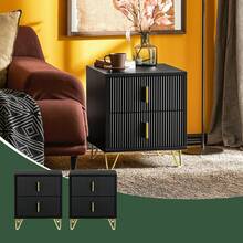 Nightstand 2-Piece Set, Bedside Table With 2 Drawers, Modern Side Table For Bedroom, Black W40 X D40 X H47 Cm FBT115-SCHx2 - Black*2 - View 3