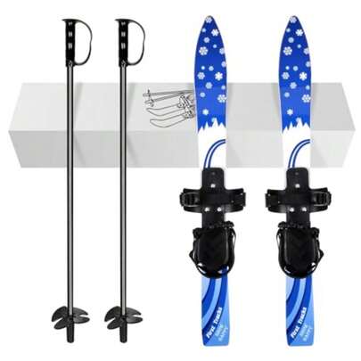 Kid's Beginner Snow Skis And Poles Low-Resistant Ski Boards For Age 4 And Under Snowflake