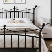 Allewie 14 Inches Twin/Full/Queen/King Size Metal Platform Bed Frame With Elegant Crown Headboard & Footboard, Sturdy Mattress Foundation With Under-Bed Storage, Easy Assembly, No Box Spring Needed, Black - 黑色 - 查看 7