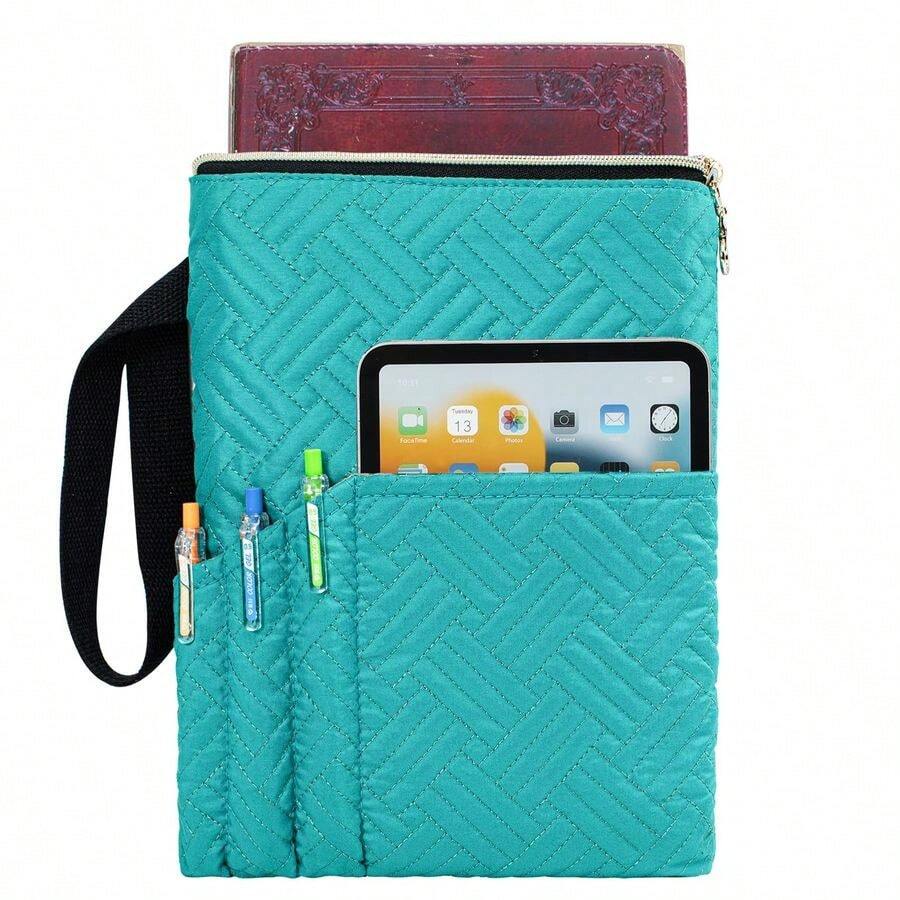 para Libros con Cremallera, Protector de Libros Acolchado de 11X9, Fundas de Libros Acolchadas Lavables para Libros de Bolsillo, Bolsa para Libros con Bolsillos para Regalos de - AcolchadoVerdeazulad - Ver 1