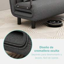 Sofá Cama De Tela Gris Plegable Moderno Y Resistente - Gris - Ver 7
