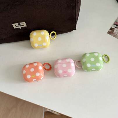 Minimalist 4-Color Polka Dot Hanging Ring Earphone Case Compatible With Airpods Pro 2, Cute Apple 4 Minimalist 3 New 1/2 Generation Women Earphone Case Protector