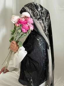 Hijab estampado em modal (1 peça), confortável, macio e respirável, ideal para uso diário com abaya. - Multicolorido - Ver 12