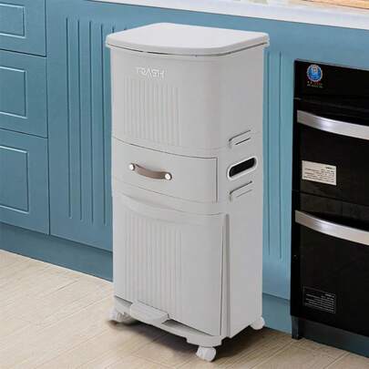 36L 45L Mobile Recycling Waste Bin Kitchen Living Room Office 2-3 Tier Trash Can Rubbish Garbage Bin