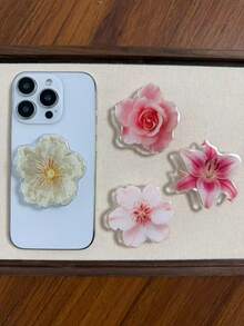 百合玫瑰花手机粘贴支架，适用于所有手机，便携稳定的桌面手机支架，兼容、安卓手机，生日礼物，送给家人、朋友的礼物，生日推拉式手机支架，手机配件 - 彩色 - 查看 5