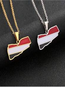 Stainless Steel Map Flag Necklace Drip Pendant Collarbone Chain Stainless Steel Jewelry Couples Accessories Birthday Gift Holiday Gift For Best Friends Valentine's Day Gift - Multicolor - View 1