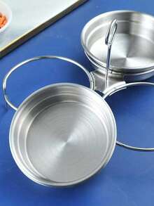 1 Set Stainless Steel Egg Cooker, Non-Stick Multi-Function Egg Poacher Mold, Suitable For Steaming Kitchen Tool - Silver - View 6