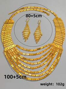 1 Set Of Exquisite Gold-Tone Multi-Layered Bib Necklace For Women, Perfect For Parties And Events - Gold - View 6