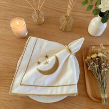 1pc/2pcs/6pcs Ramadan Minimalist Fashion Moon & Star Embroidered Napkins/Placemats - Multicolor - View 1
