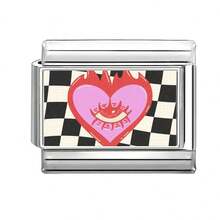 1件DIY照片模块化手链，饰有爱心、花朵、樱花眼元素，适合圣诞节、新年、万圣节、情人节等场合，不锈钢材质，都市休闲风，圣诞节和万圣节必备单品，本地特色，实用时尚，圣诞风格，派对穿搭指南，圣诞礼物，圣诞家居装饰，复古夏季，优雅装扮，万圣节配饰，适合作为送给朋友/情侣的派对礼物。