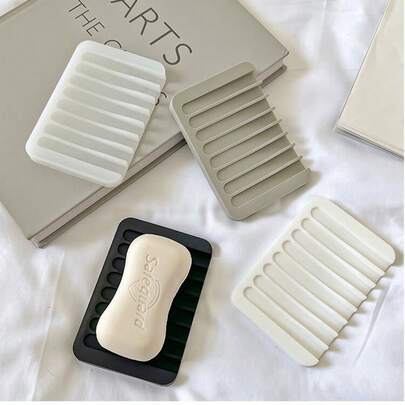 1pc Silicone Soap Draining Rack Soap Dish Soap Holder Soap Pad Soap Tray Soap Storage Rack Dishwashing Sponge Draining Rack Soap Anti-Slip Pad Liquid Soap Pad Bath Lotion Shampoo Holder Soap Drain Rack, Bathroom/Kitchen Storage Rack, Both For Bathroom And Kitchen