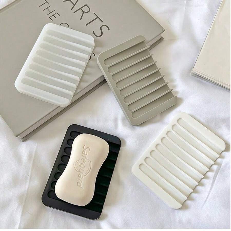 1pc Silicone Soap Draining Rack Soap Dish Soap Holder Soap Pad Soap Tray Soap Storage Rack Dishwashing Sponge Draining Rack Soap Anti-Slip Pad Liquid Soap Pad Bath Lotion Shampoo Holder Soap Drain Rack, Bathroom/Kitchen Storage Rack, Both For Bathroom And Kitchen - Multicolor - View 1