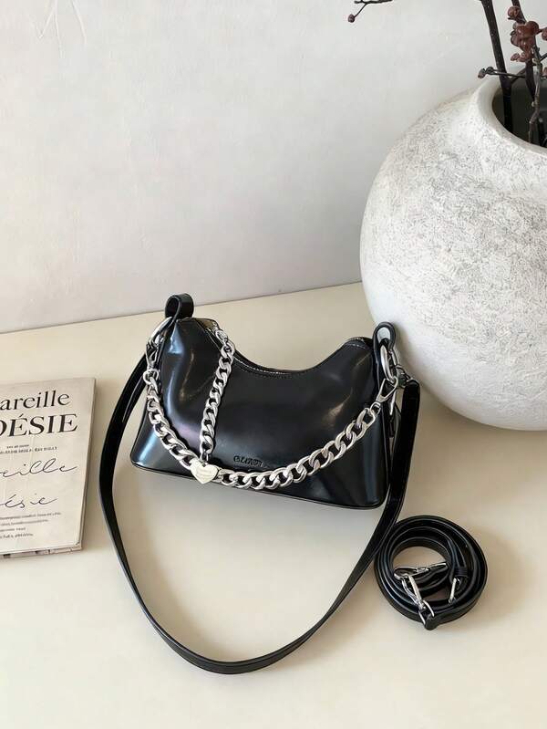 2026 New High-End Glossy Tree Bark Textured Chain Mini Square Bag, Fashionable Versatile Shoulder Bag
