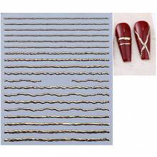 1 张 5D 浮雕金属线条美甲贴纸，法式条纹美甲贴花，法式美甲贴纸，美甲用品，金色曲线条纹美甲贴纸，设计师美甲贴纸，适用于亚克力美甲装饰 DIY 配件