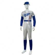 Men Rocketman Baseball Costume Uniform Sequin Jumpsui - Blue - View 2