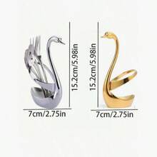 Bộ đựng dao nĩa bằng thép không gỉ hình thiên nga thanh lịch, bao gồm 3 nĩa và 3 thìa - Lý tưởng cho việc phục vụ ăn uống. - Nhiều màu - Xem 9