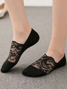 5双装女士蕾丝花朵袜性感隐形踝袜柔软防滑舒适透气吸汗休闲袜 - 彩色 - 查看 6