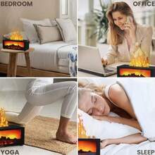 Este humidificador de aromaterapia cuenta con una chimenea con simulación de llama, luces de siete colores ajustables, temporizador y control remoto. Ideal para dormitorios, salas de estar y oficinas, es un regalo ideal para Navidad, aniversarios y cumpleaños. - Negro - Ver 8