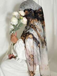Hijab estampado em modal (1 peça), confortável, macio e respirável, ideal para uso diário com abaya. - Multicolorido - Ver 4