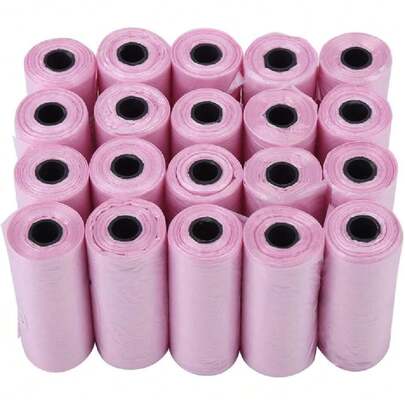 20 Rollo Bolsas de basura Biodegradables Para Perros Mascotas Bolsas de Plástico Respetuosas con Medio Ambiente Para Eliminación de Popó(Rosa),38731310