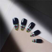 Almond-Shaped Black Base Color With Painted Glass Wind Red Heart Pattern Personality Bright Eye - 伊扎索-1186 - 查看 2