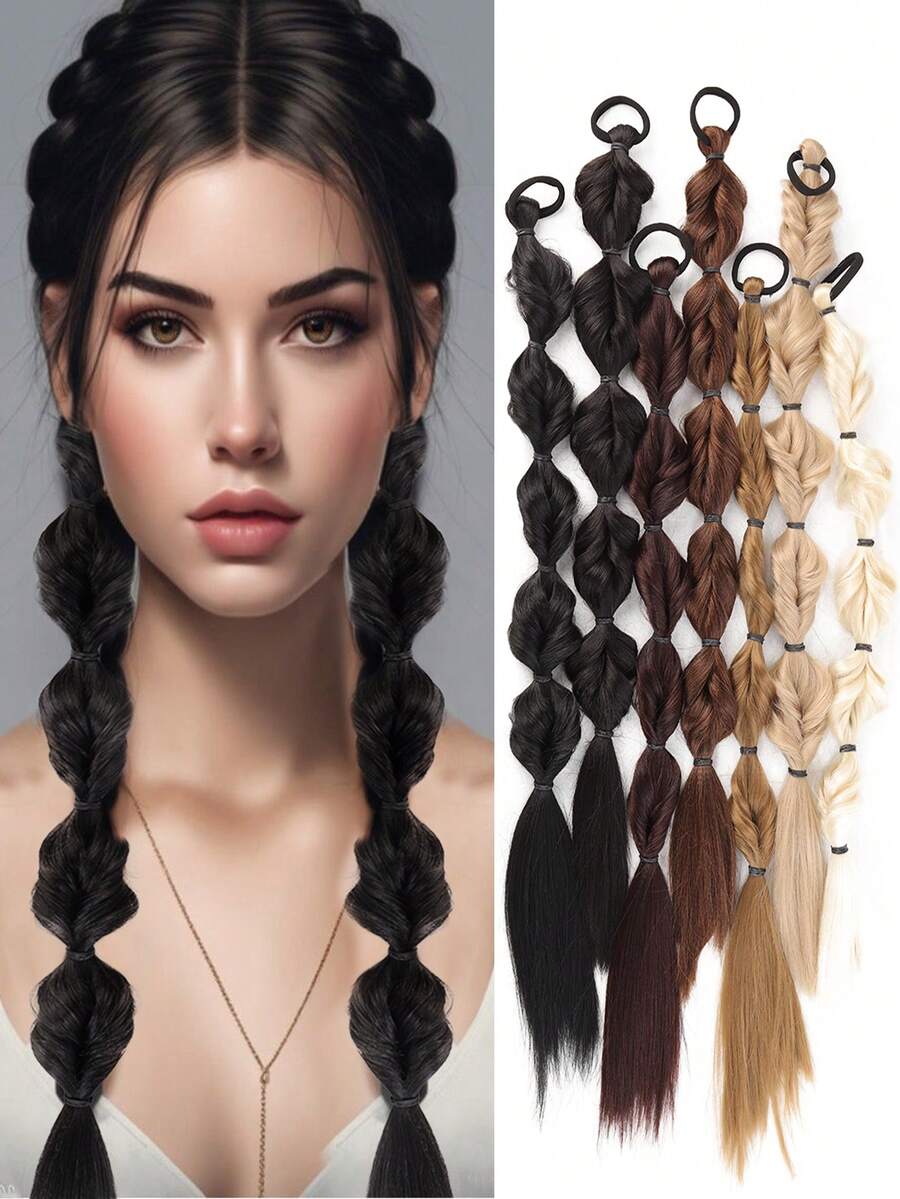 Tóc giả đuôi ngựa 20 inch dành cho nữ, kiểu tết bong bóng, tết xoắn, buộc kiểu dreadlocks, tết đèn lồng. - Nhiều màu - Xem 1