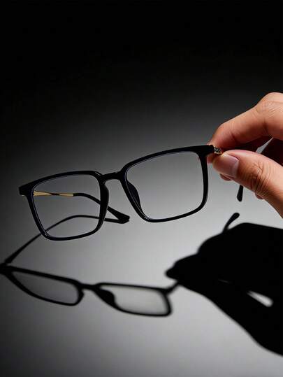 1pc Unisex Simple Square Clear Lens Glasses, Solid Color Casual Eyewear For Computer, Reading, Gaming, TV, Mobile Use, Lightweight & Fashionable, Transparent Lenses