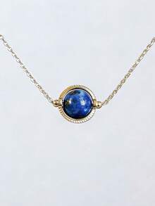 Natural Lapis Lazuli Necklace, 6-7 Mm Bead-Shaped Gemstones, Crystal Guardian Necklace, A Gift For Her.
