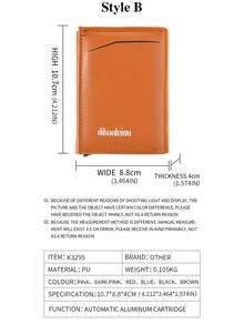 1个便捷时尚的男士短款PU皮钱包，带自动弹出式铝合金卡槽，防盗防磁，男士最佳礼物 - 彩色 - 查看 9