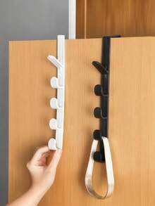 2pcs Wall Mounted Hanger Rack, No Drilling Required, Plastic Hanging Storage Organizer, Space Saving, Suitable For Clothes, Bags, Coats, Hats, Applicable For Bathroom, Bedroom And More - Multicolor - View 3