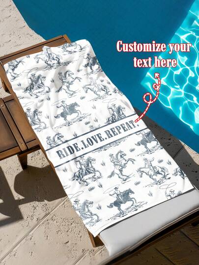 Pink Western Equestrian Towel, Equestrian Beach Towel, Equestrian Letter Pattern Towel, Cowgirl Towel, Equestrian Riding Towel, Cowgirl Competition Gift
