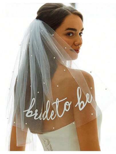 1pc Bride-To-Be Ribbon Veil, Bachelorette Party Accessory, Bridal Shower Decor, Engagement Gift