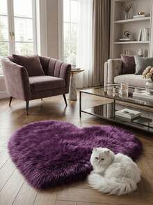 1 tấm thảm hình trái tim lông cao mềm mại, đáy lông xù 6cm, thích hợp cho phòng khách, phòng ăn, phòng ngủ, phòng thiếu niên, phòng trẻ em, nhiều màu sắc và kiểu dáng có sẵn - Màu tím - Xem 13