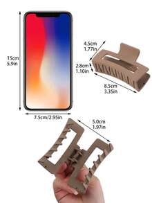 4pcs/1pc Elegant & Sweet Hair Clips, Autumn/Winter Hair Accessories, Multi-Functional Hair Claws, Square Clips, Fashionable Minimalist Square Hair Claws, Hair Styling Accessories, Non-Slip Hair Clips, Strong Grip, Suitable For Buns And Retro Hairstyles, Applicable For Daily Hairstyles, Beach, Vacation, Elegant & Stylish Claw Clips, Casual Hair Clips - Multicolor - View 8