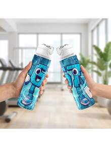 1pc 67oz/750ml Plastic Water Bottle, Cute Printed Design Reusable Plastic Sports Water Bottle With Flip Cap, Lightweight Leak-Proof Travel Drink Bottle For Running, Suitable For Birthday, Christmas, Halloween, Thanksgiving Gifts - Multicolor - View 6