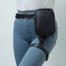 Women Fashion Leg Bag Sports Cycling Leg Bag PU Leather Portable Mini Thigh Bag For Outdoor Activity Snakeskin Pattern Thigh Bag Goth Fanny Pack Leg Purse For Cosplay Outdoor, Perfect For Music Festival Halloween Christmas Gift Q5GQ - 黑色 - 查看 9